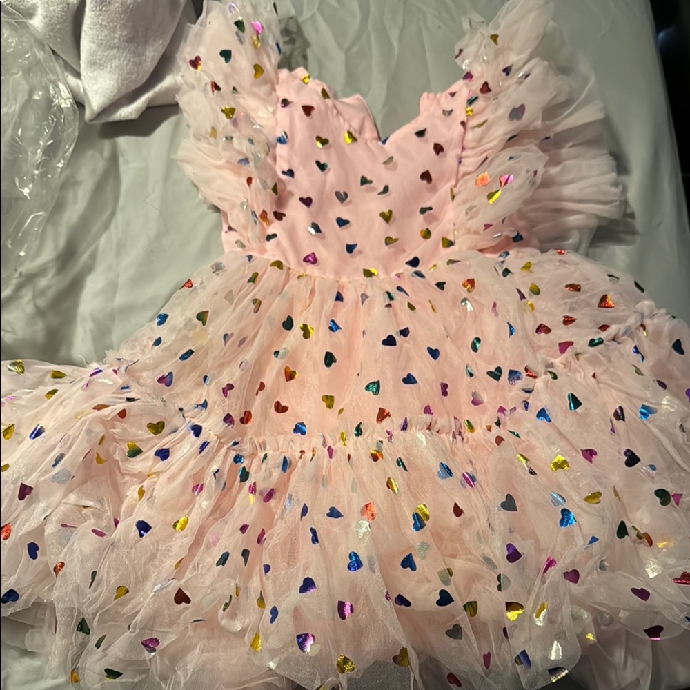 Lola + The Boys Pink Heart Dress no flaws